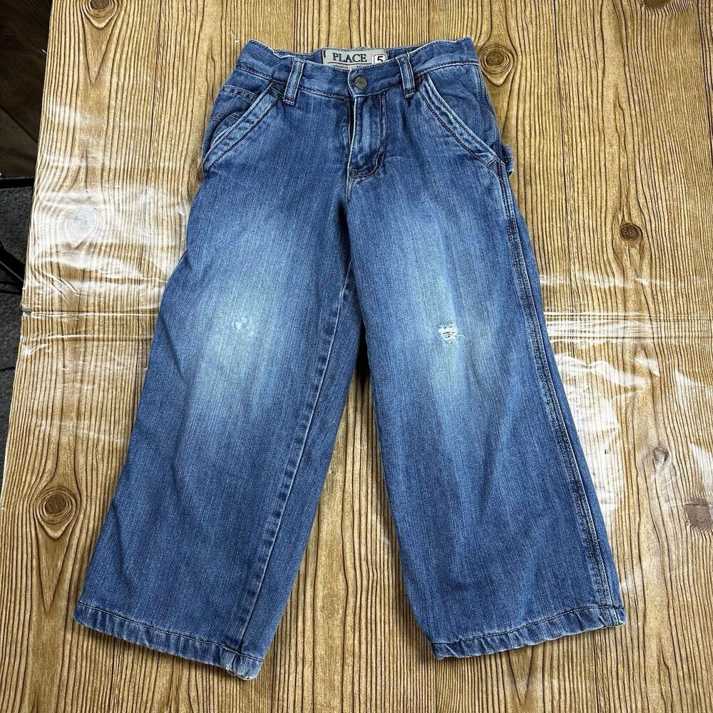 Children’s Place Kids Carpenter Jeans Fleece Lined Size 5 Baggy Y2K Wide Leg